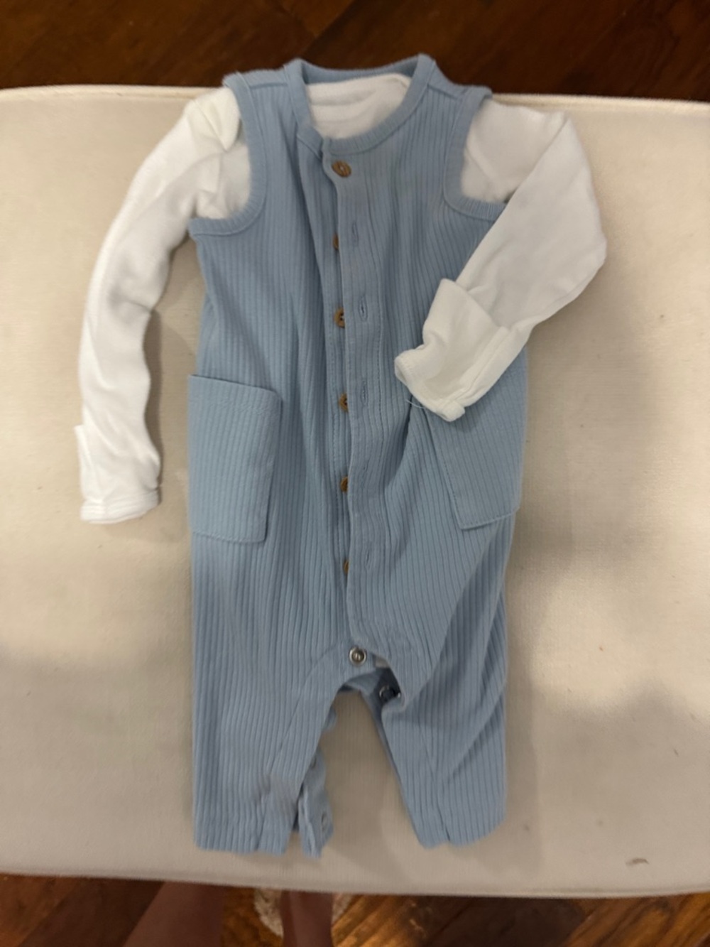Carter's Light Blue Ribbed Sleeper Set with White Top